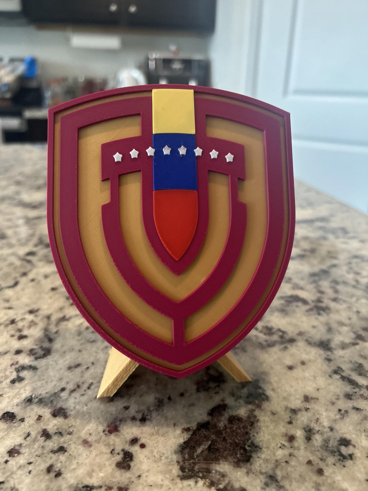 Venezuela La Vinotinto 3D printed crest display with stand and hidden stash boxVenezuelan national team soccer fan gift, made in USA