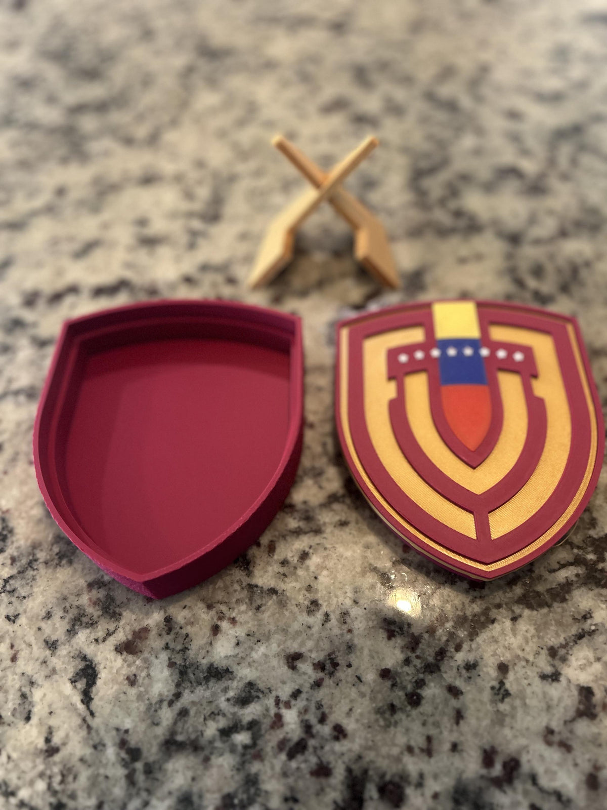 Venezuela La Vinotinto 3D printed crest display with stand and hidden stash boxVenezuelan national team soccer fan gift, made in USA