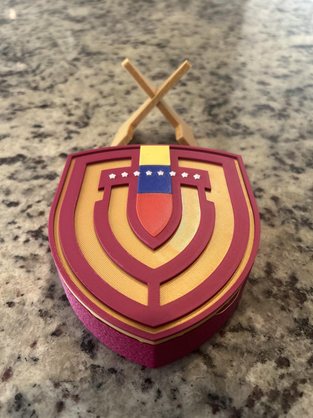 Venezuela La Vinotinto 3D printed crest display with stand and hidden stash boxVenezuelan national team soccer fan gift, made in USA