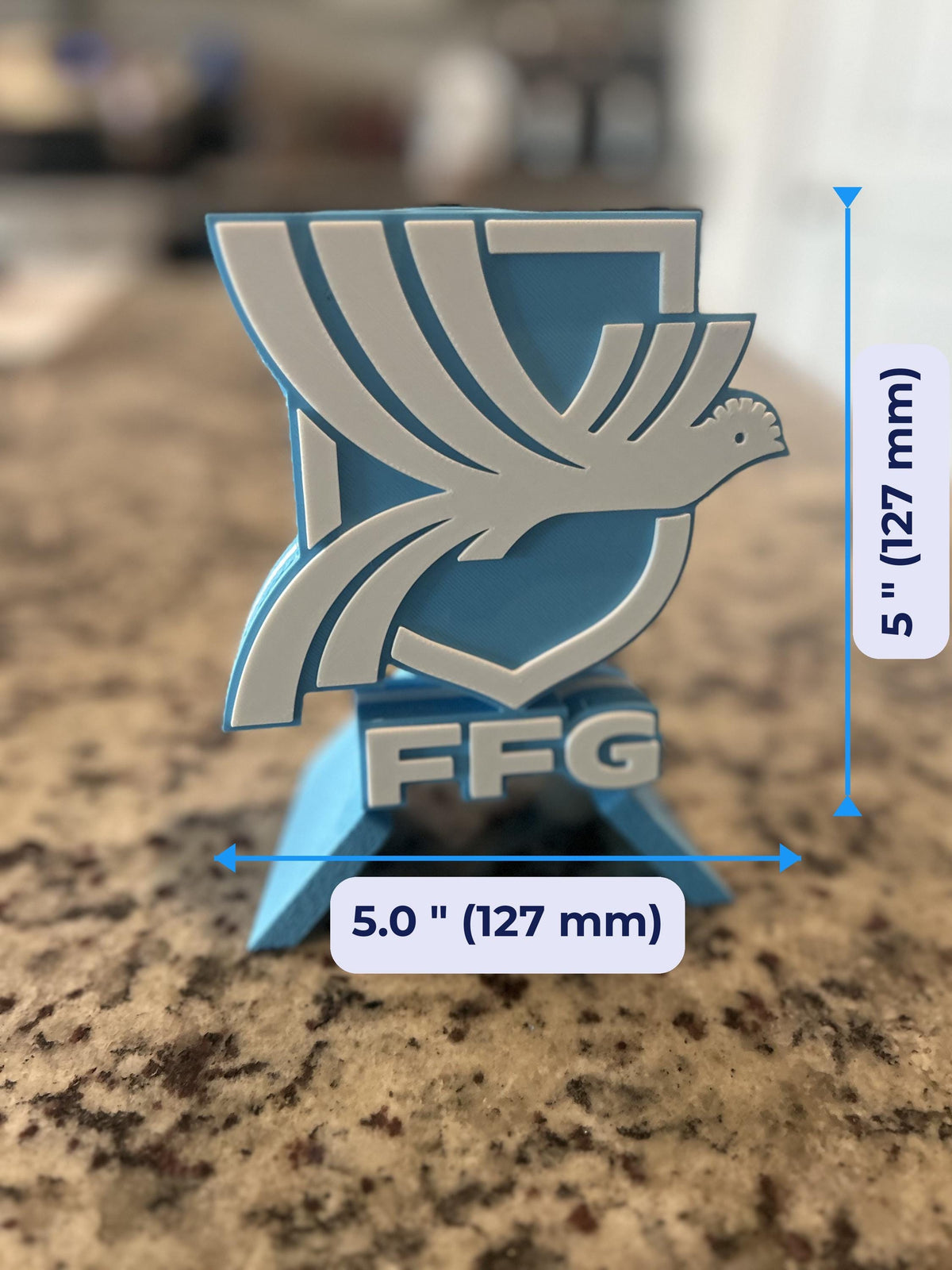 Guatemala Los Chapines FFG 3D printed crest display with stand and hidden stash boxGuatemalan national team soccer fan gift, made in USA