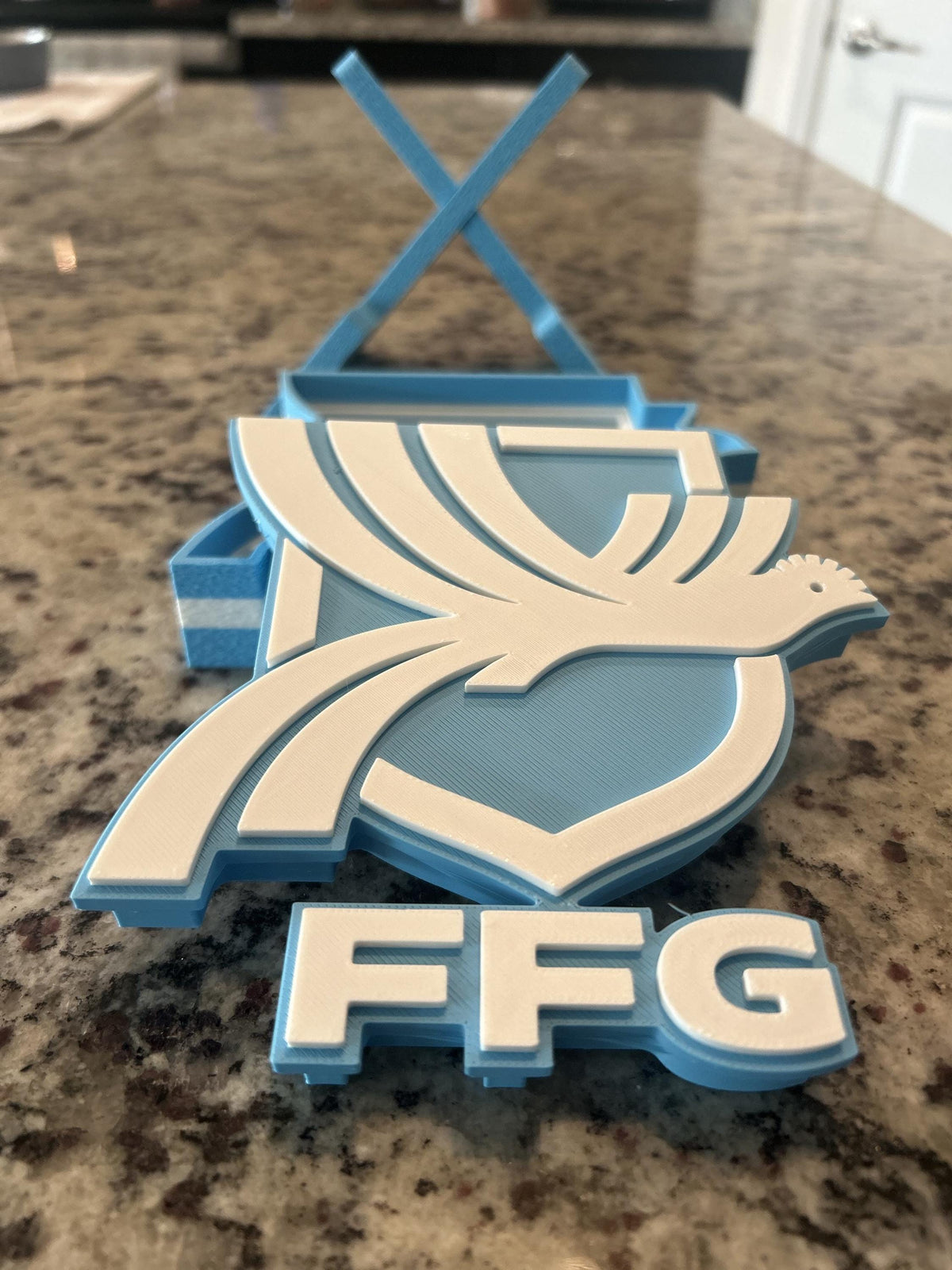 Guatemala Los Chapines FFG 3D printed crest display with stand and hidden stash boxGuatemalan national team soccer fan gift, made in USA