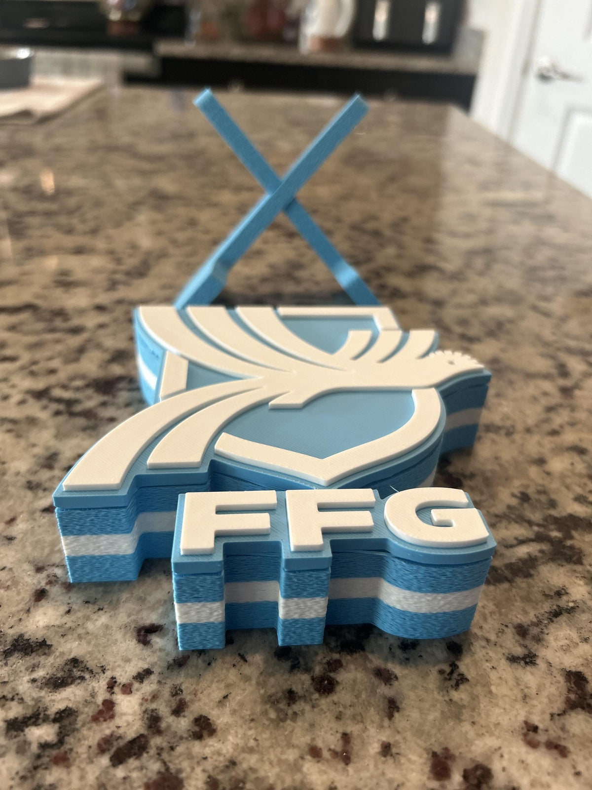 Guatemala Los Chapines FFG 3D printed crest display with stand and hidden stash boxGuatemalan national team soccer fan gift, made in USA