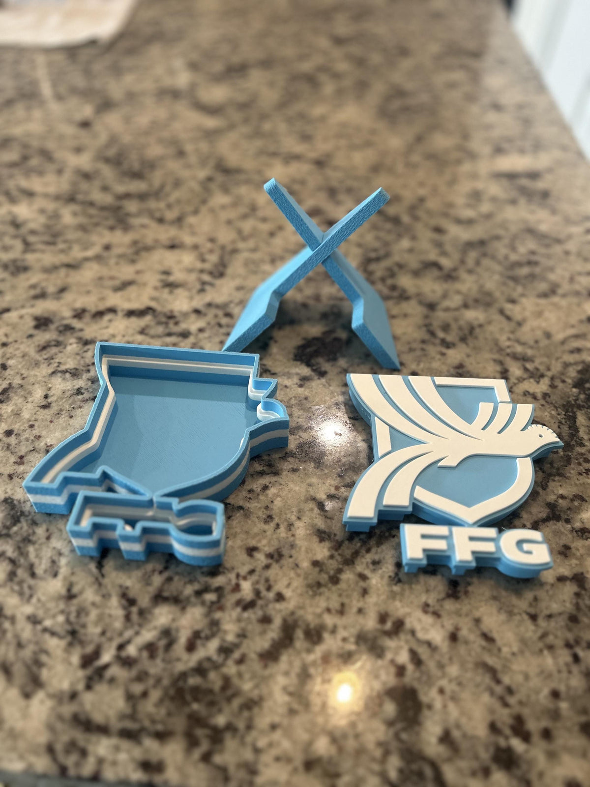 Guatemala Los Chapines FFG 3D printed crest display with stand and hidden stash boxGuatemalan national team soccer fan gift, made in USA