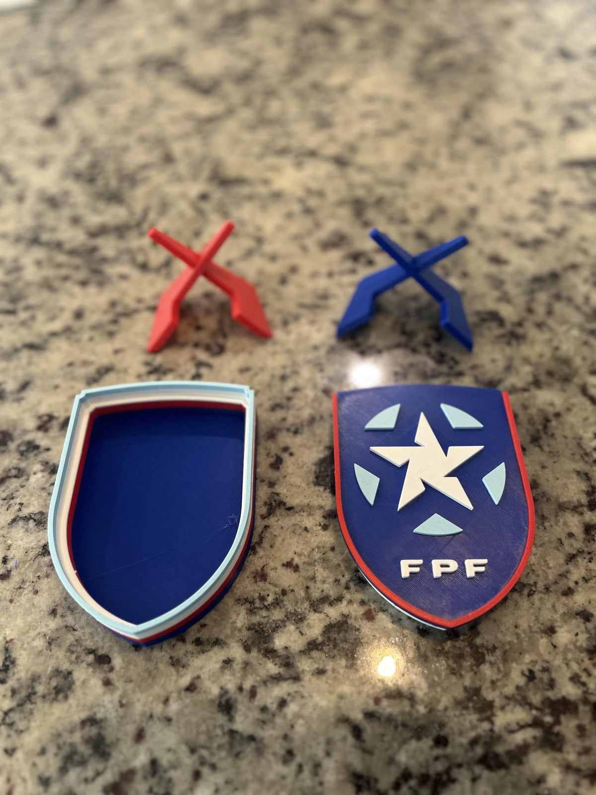 Puerto Rico Boricua FPF 3D printed crest display with stand and hidden stash boxPuerto Rican national team soccer fan gift, made in USA