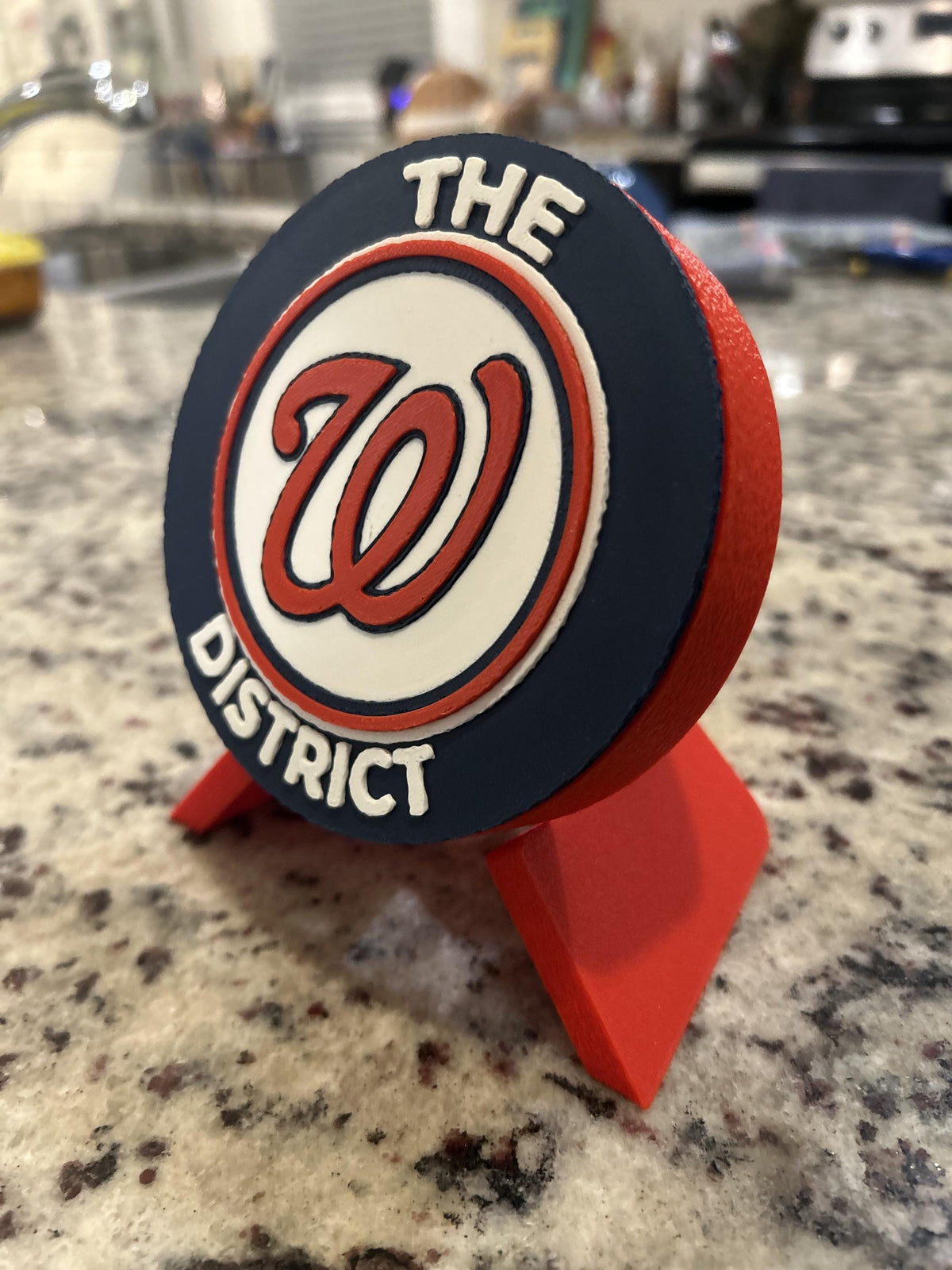 Washington Nationals 3D printed round display medallion with stand and hidden stash boxThe District MLB baseball fan gift, made in USA