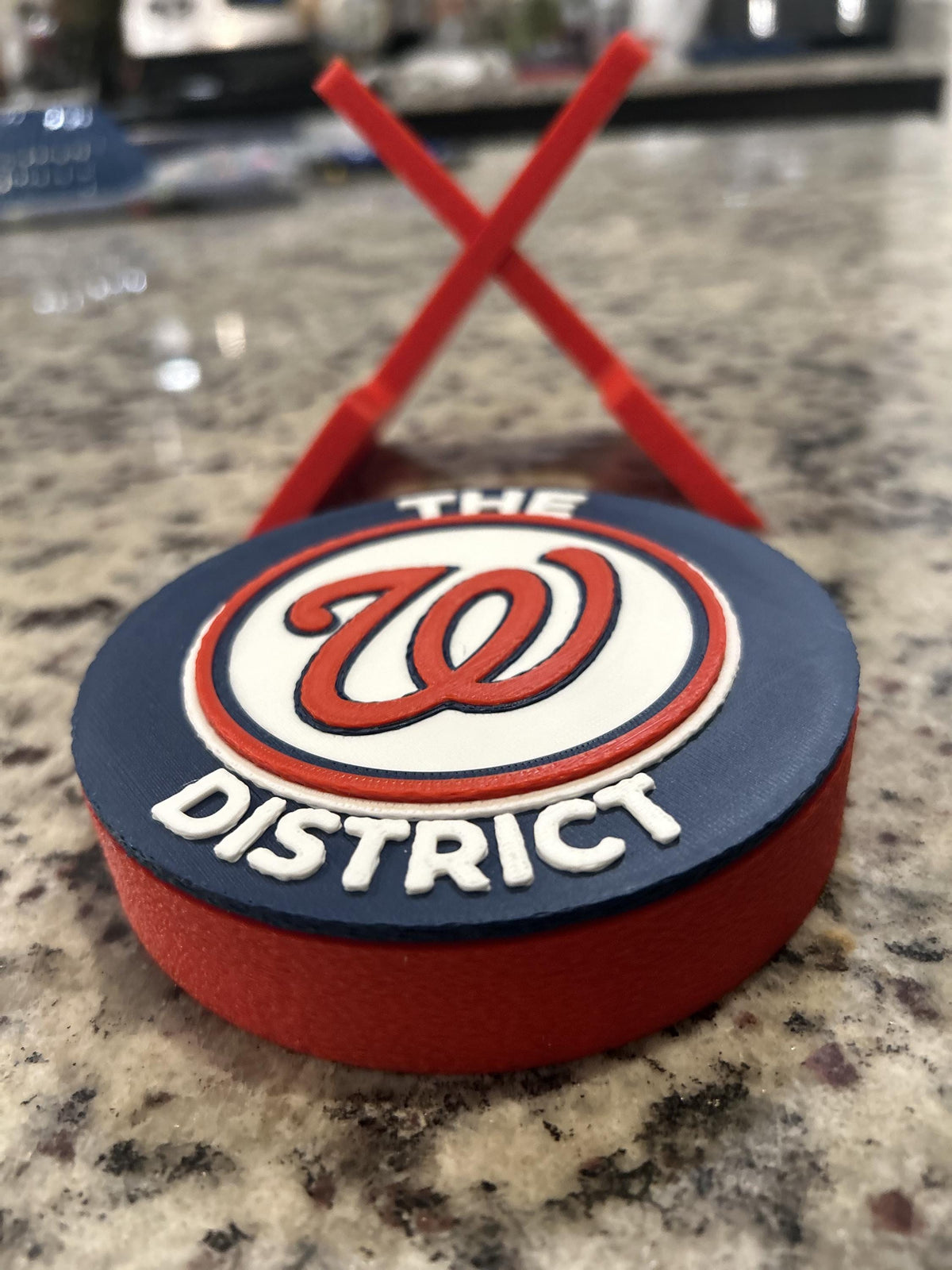 Washington Nationals 3D printed round display medallion with stand and hidden stash boxThe District MLB baseball fan gift, made in USA