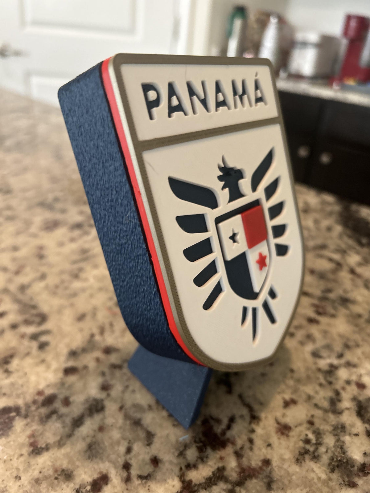 Panama La Marea Roja 3D printed eagle crest display with stand and hidden stash box, Canalero soccer fan gift, made in USA