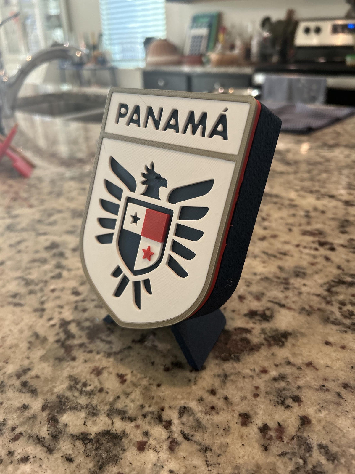 Panama La Marea Roja 3D printed eagle crest display with stand and hidden stash box, Canalero soccer fan gift, made in USA