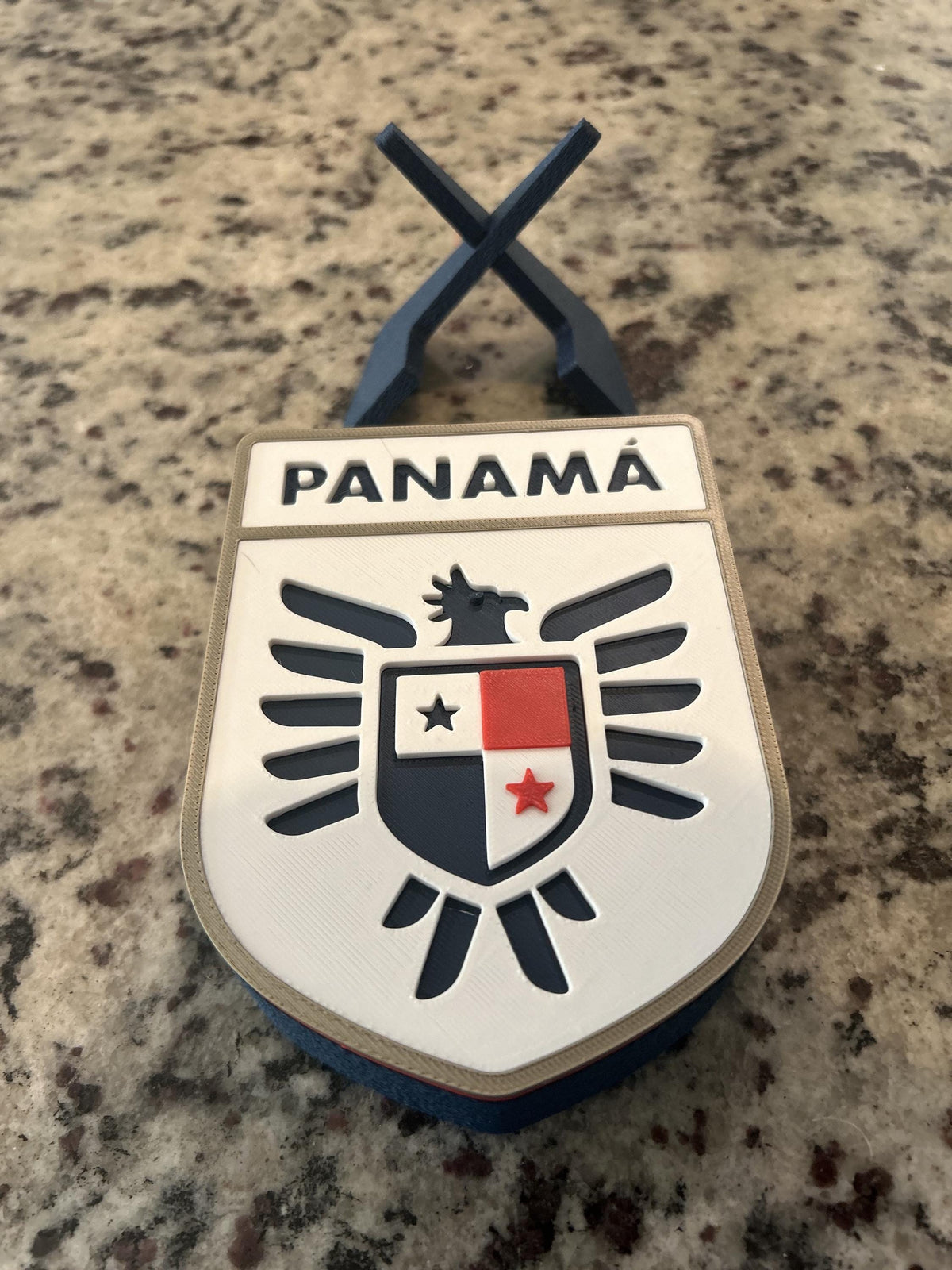 Panama La Marea Roja 3D printed eagle crest display with stand and hidden stash box, Canalero soccer fan gift, made in USA