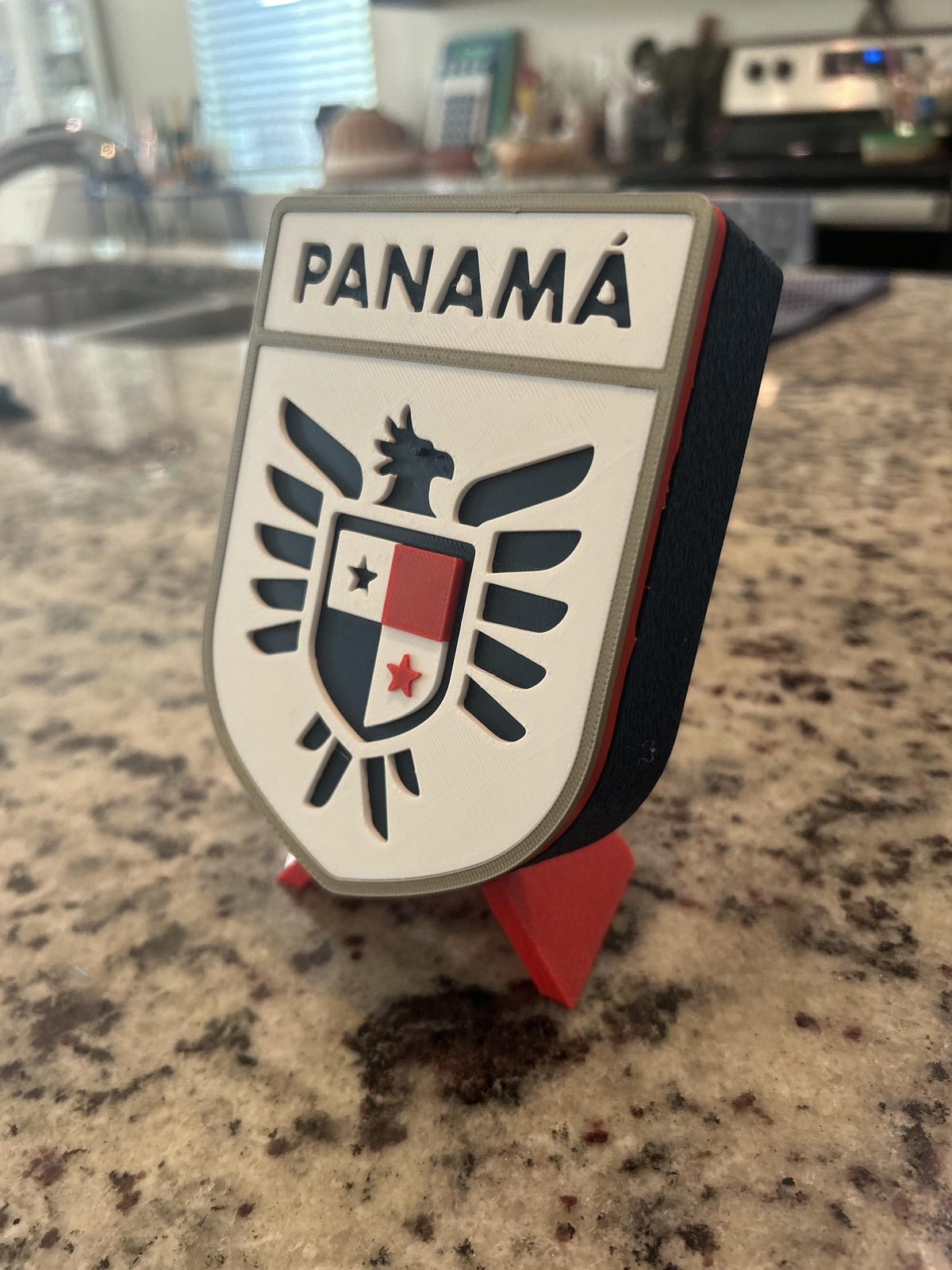 Panama La Marea Roja 3D printed eagle crest display with stand and hidden stash box, Canalero soccer fan gift, made in USA