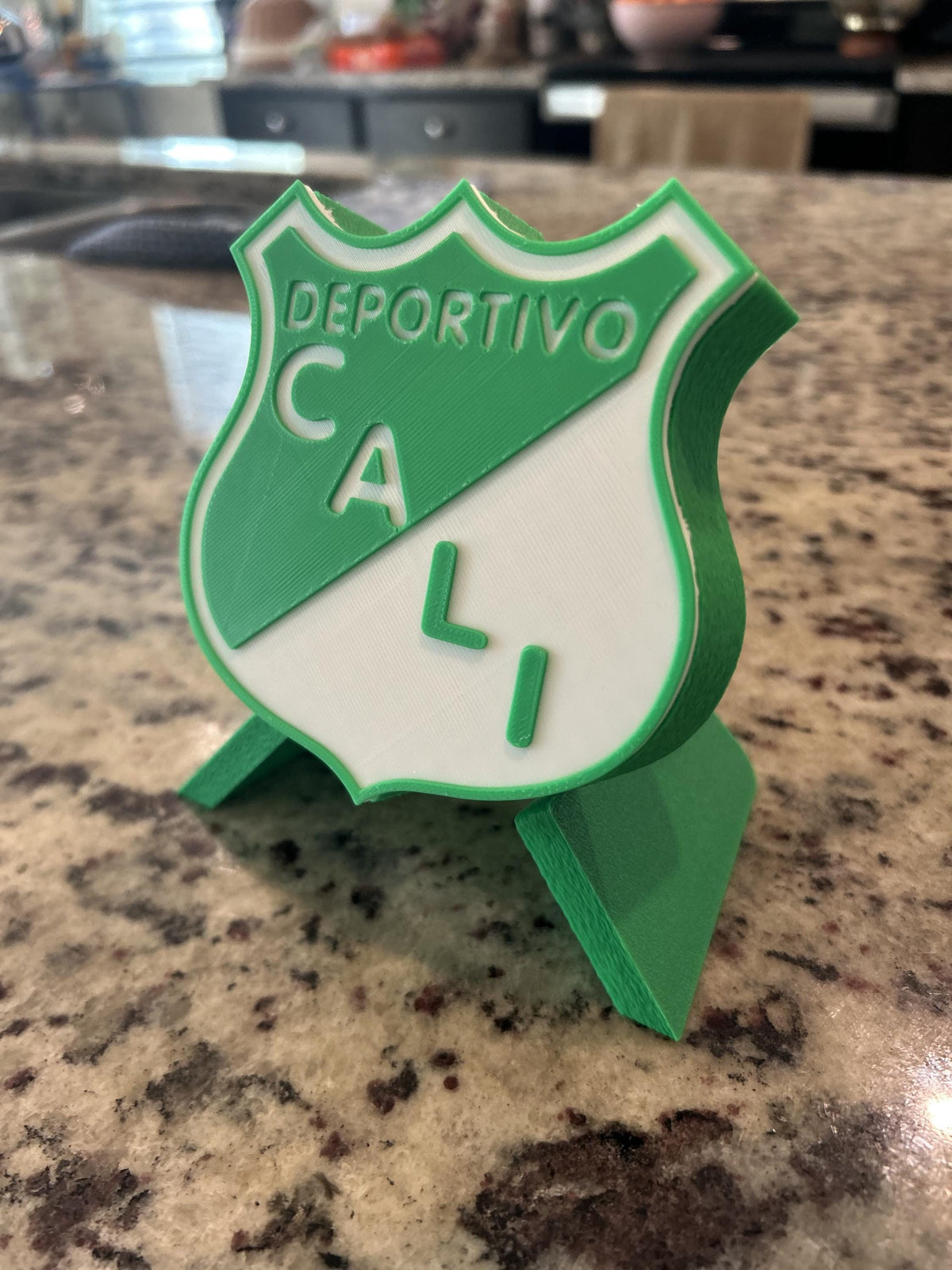 Deportivo Cali 3D printed escudo crest display with stand and hidden stash boxAzucareros Colombian soccer fan gift, made in USA