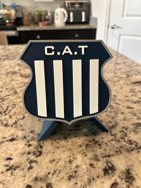 Talleres de Cordoba 3D printed escudo crest display with stand and hidden stash boxLa T El Matador Argentine soccer fan gift, made in USA
