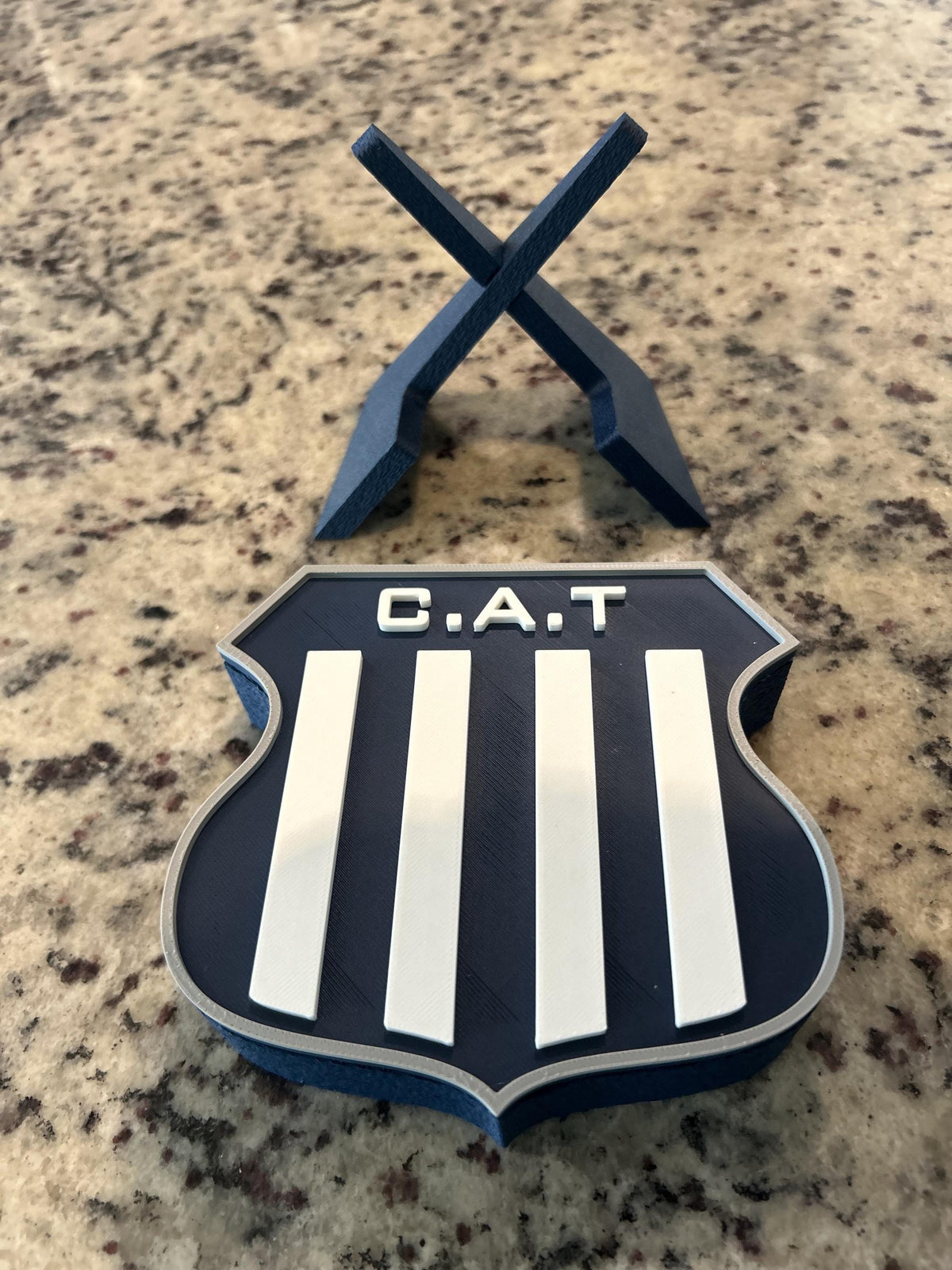 Talleres de Cordoba 3D printed escudo crest display with stand and hidden stash boxLa T El Matador Argentine soccer fan gift, made in USA
