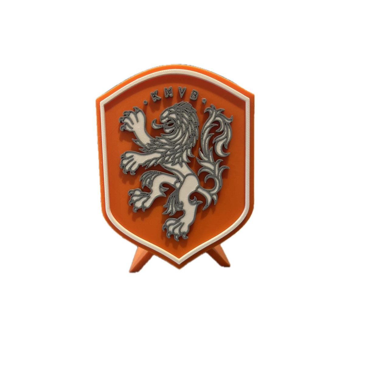 Netherlands Oranje KNVB 3D printed crest display with stand and hidden stash box, Dutch soccer fan gift, made in USA