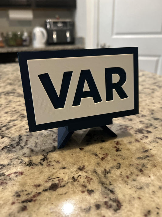 VAR video assistant referee 3D printed sign desk display and hidden stash box, funny soccer fan gift, made in USA