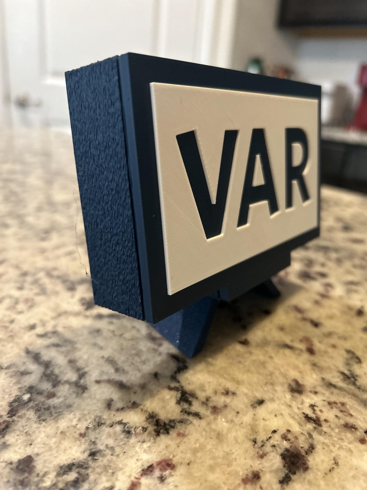 VAR video assistant referee 3D printed sign desk display and hidden stash box, funny soccer fan gift, made in USA