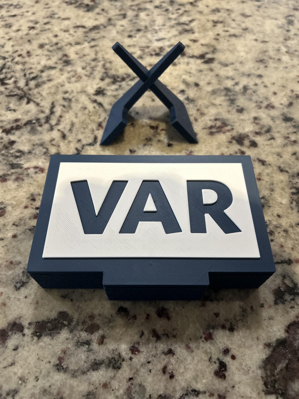 VAR video assistant referee 3D printed sign desk display and hidden stash box, funny soccer fan gift, made in USA