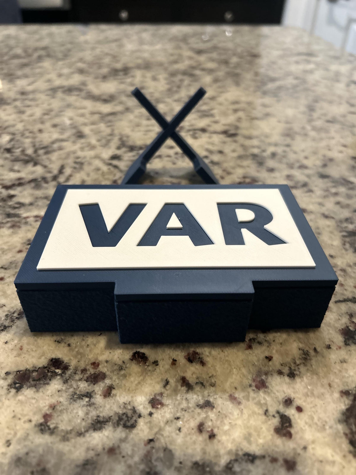 VAR video assistant referee 3D printed sign desk display and hidden stash box, funny soccer fan gift, made in USA