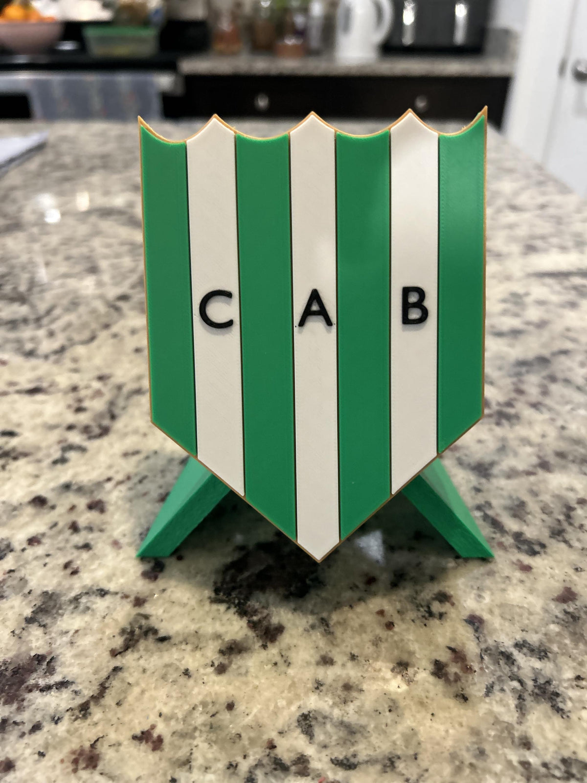 Banfield 3D printed escudo crest display with stand and hidden stash boxEl Taladro Argentine soccer fan gift, made in USA