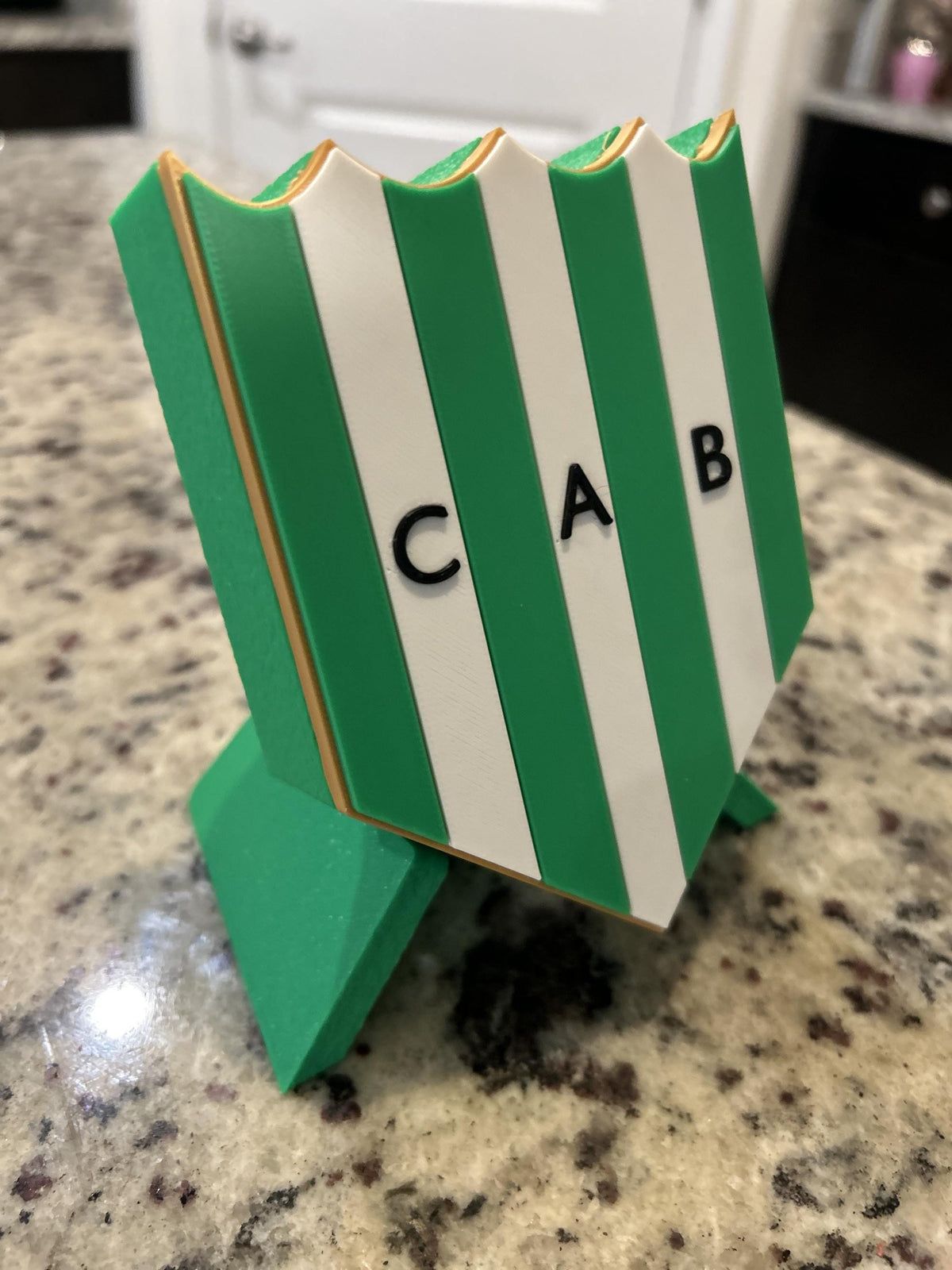 Banfield 3D printed escudo crest display with stand and hidden stash boxEl Taladro Argentine soccer fan gift, made in USA