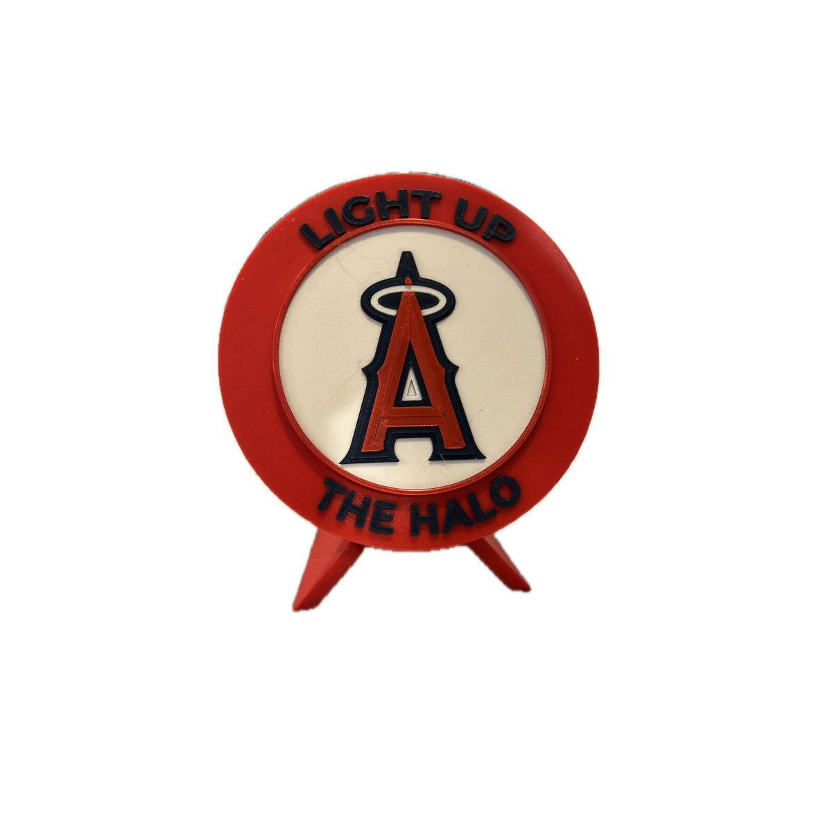 Anaheim Angels 3D printed round display medallion with stand and hidden stash boxLight Up the Halo MLB baseball fan gift, made in USA