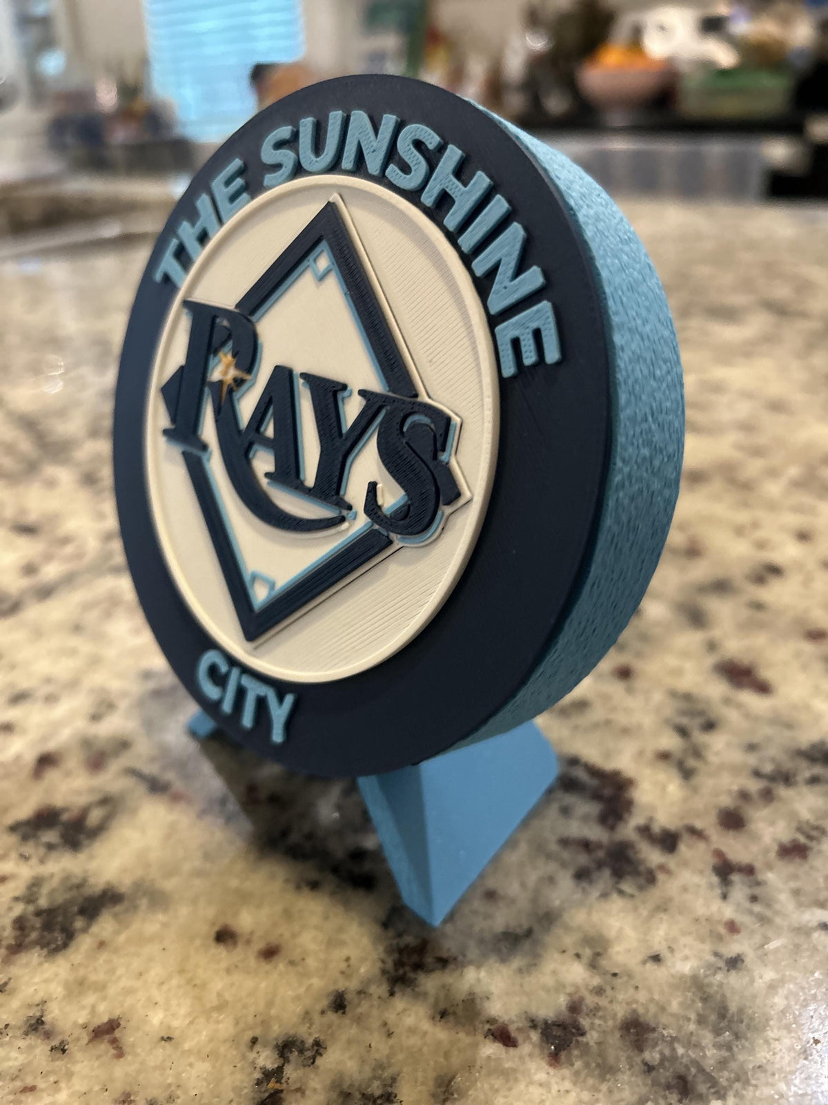Tampa Bay Rays 3D printed round display medallion with stand and hidden stash boxSunshine City MLB baseball fan gift, made in USA