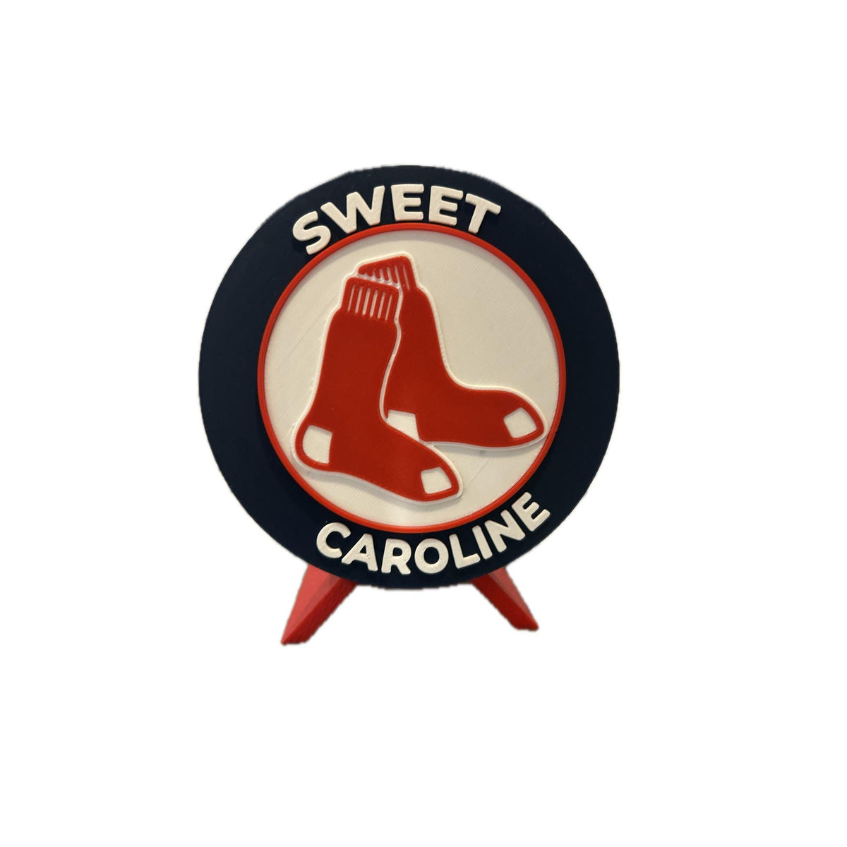 Boston Red Sox 3D printed round display medallion with stand and hidden stash boxSweet Caroline MLB baseball fan gift, made in USA