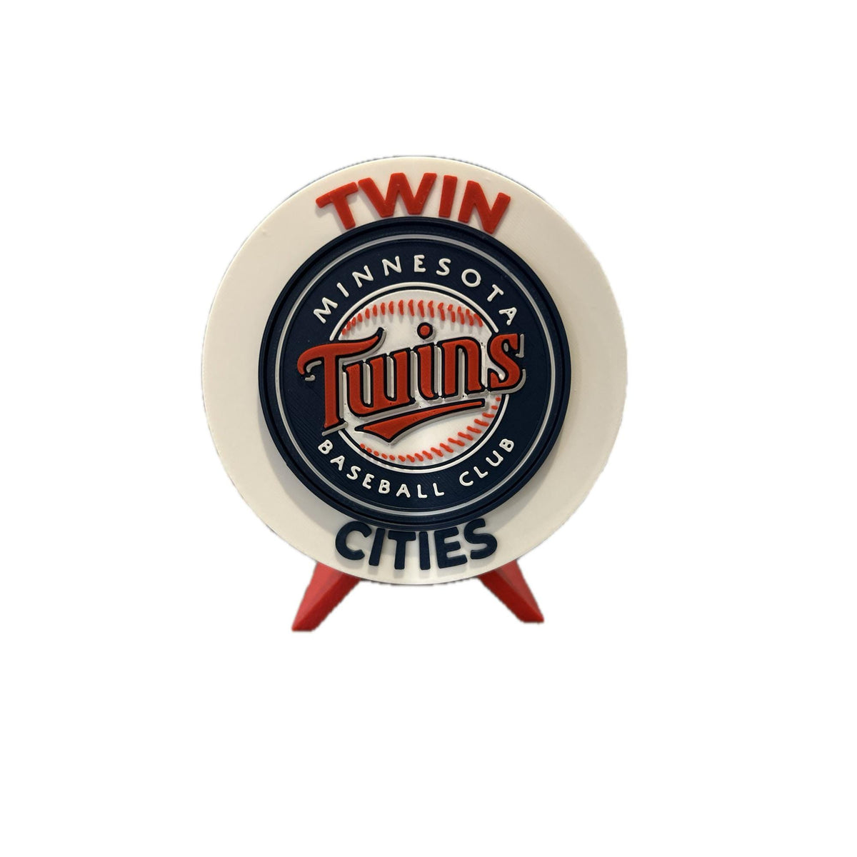 Minnesota Twins 3D printed round display medallion with stand and hidden stash boxTwin Cities MLB baseball fan gift, made in USA