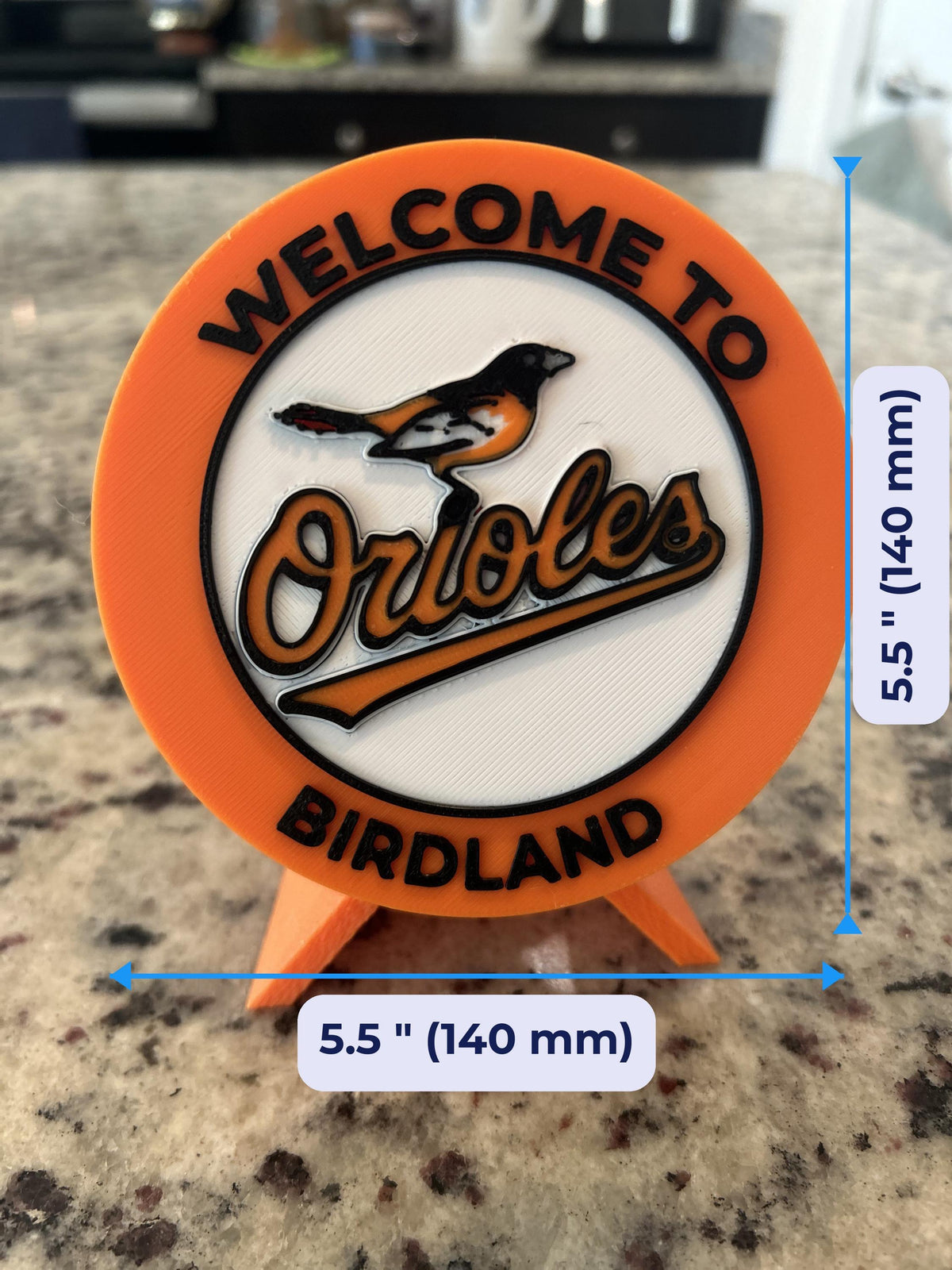 Baltimore Orioles Birdland 3D printed personalized roundel display with stand and hidden stash box, made-to-order MLB baseball fan gift, made in USA