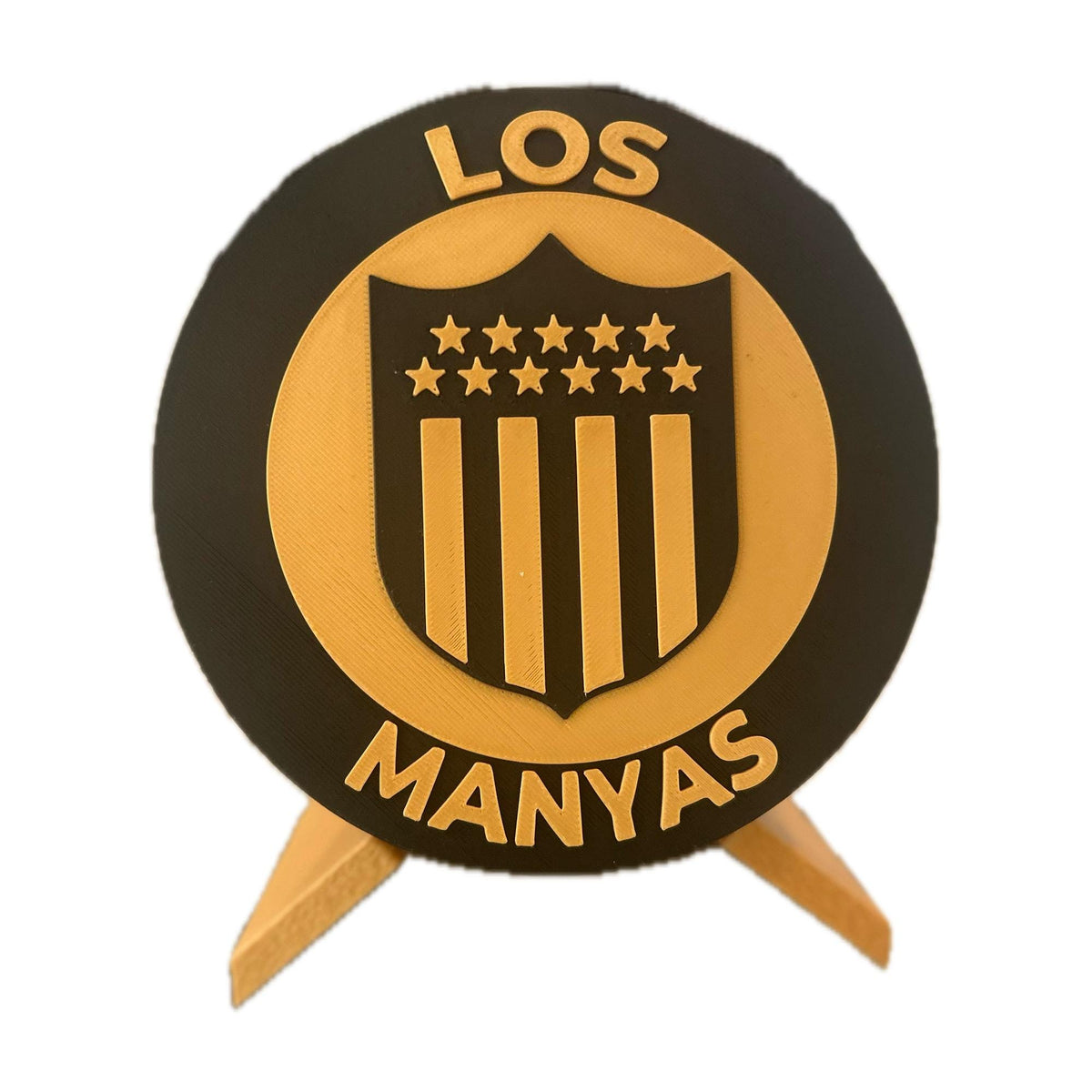 Peñarol 3D printed round display medallion with stand and hidden stash boxLos Manyas Uruguay soccer fan gift, made in USA