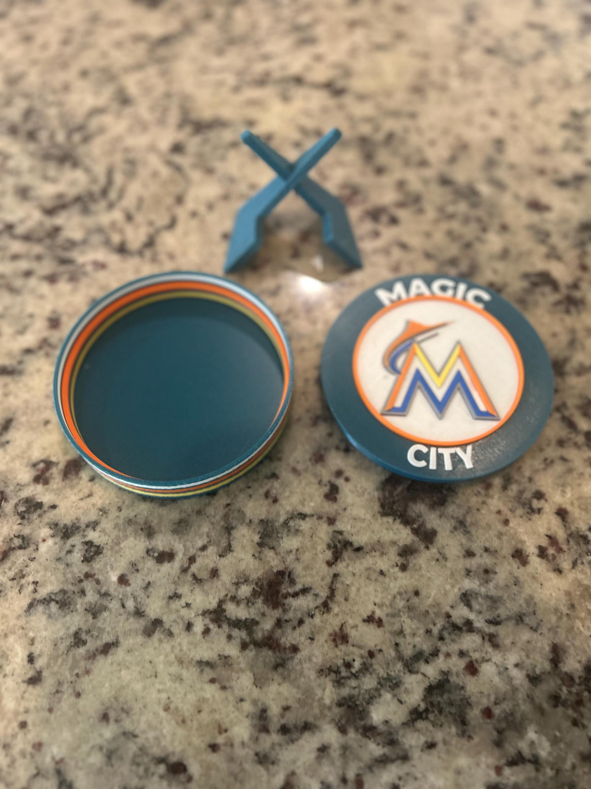 3D Printed Miami Marlins Desk Display | MLB Fan Keepsake Stash Box (Magic City)