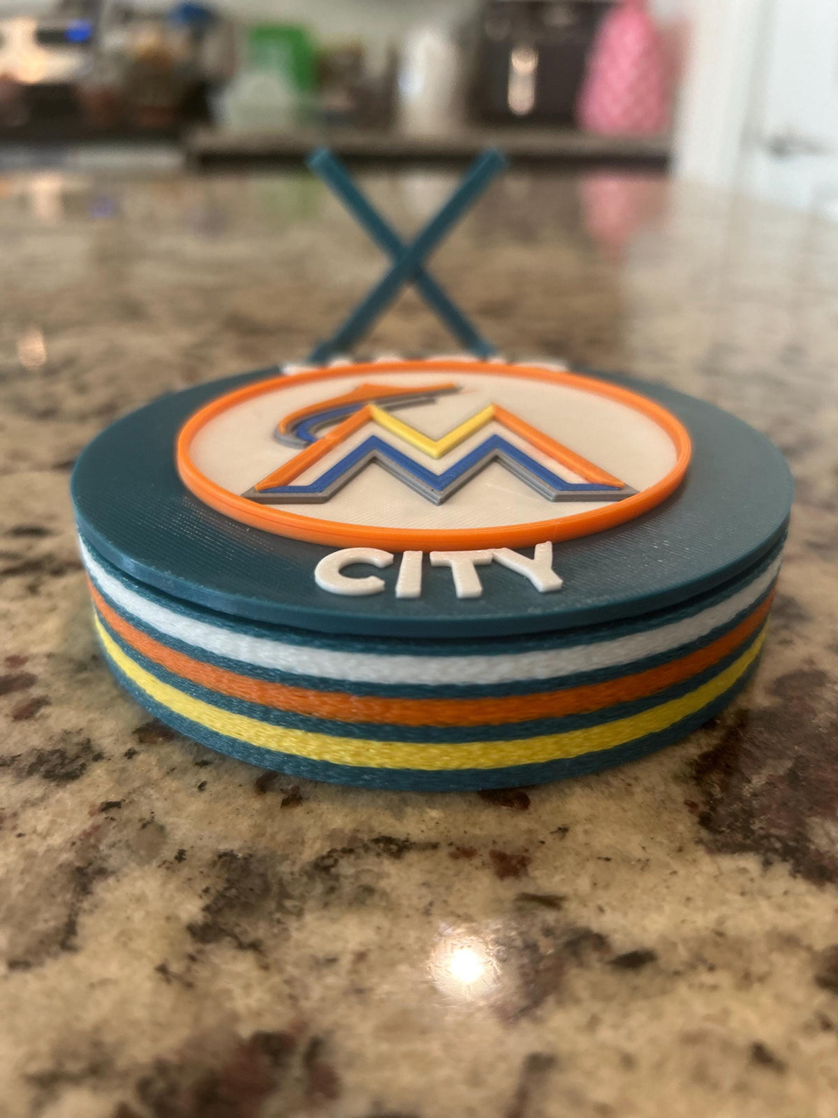 3D Printed Miami Marlins Desk Display | MLB Fan Keepsake Stash Box (Magic City)