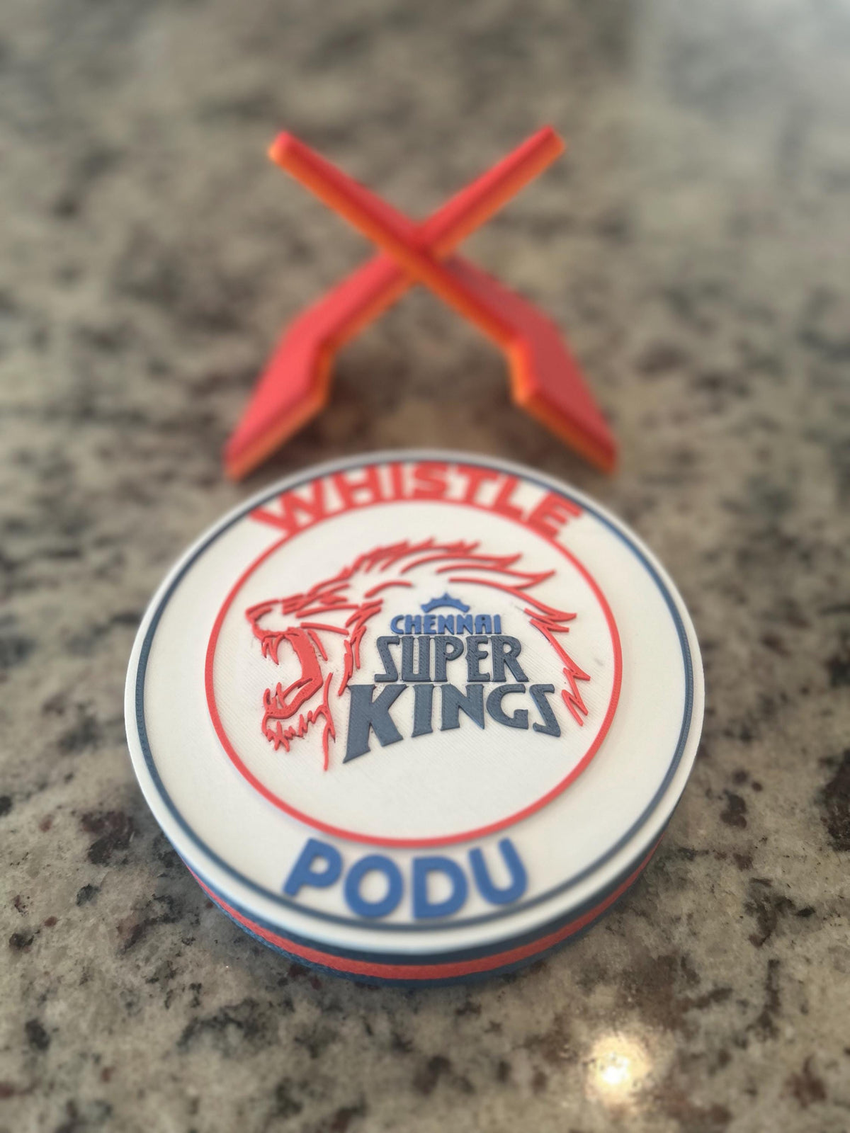 3D Printed CSK Whistle Podu Desk Display | IPL Fan Decor & Stash Box