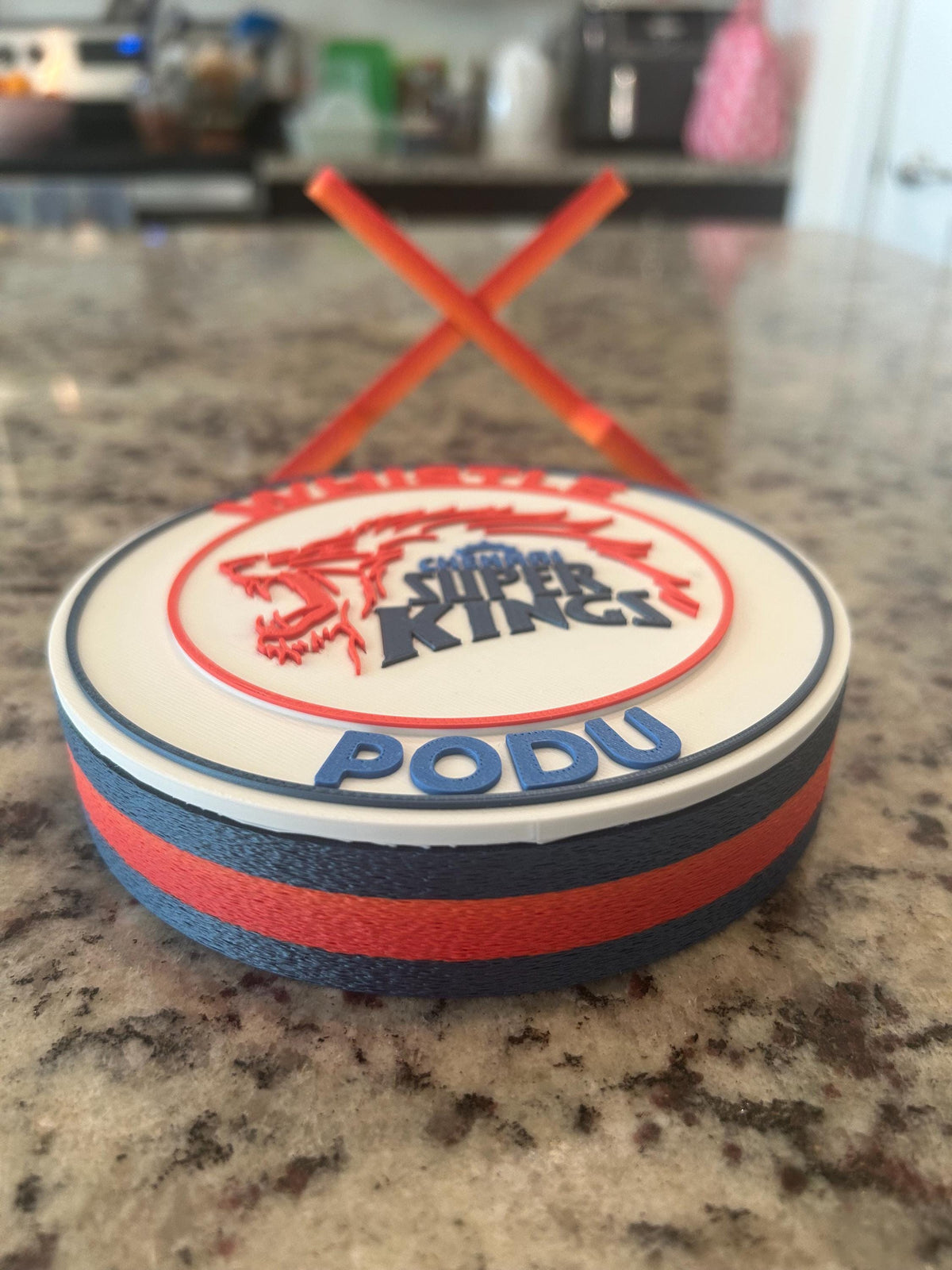 3D Printed CSK Whistle Podu Desk Display | IPL Fan Decor & Stash Box