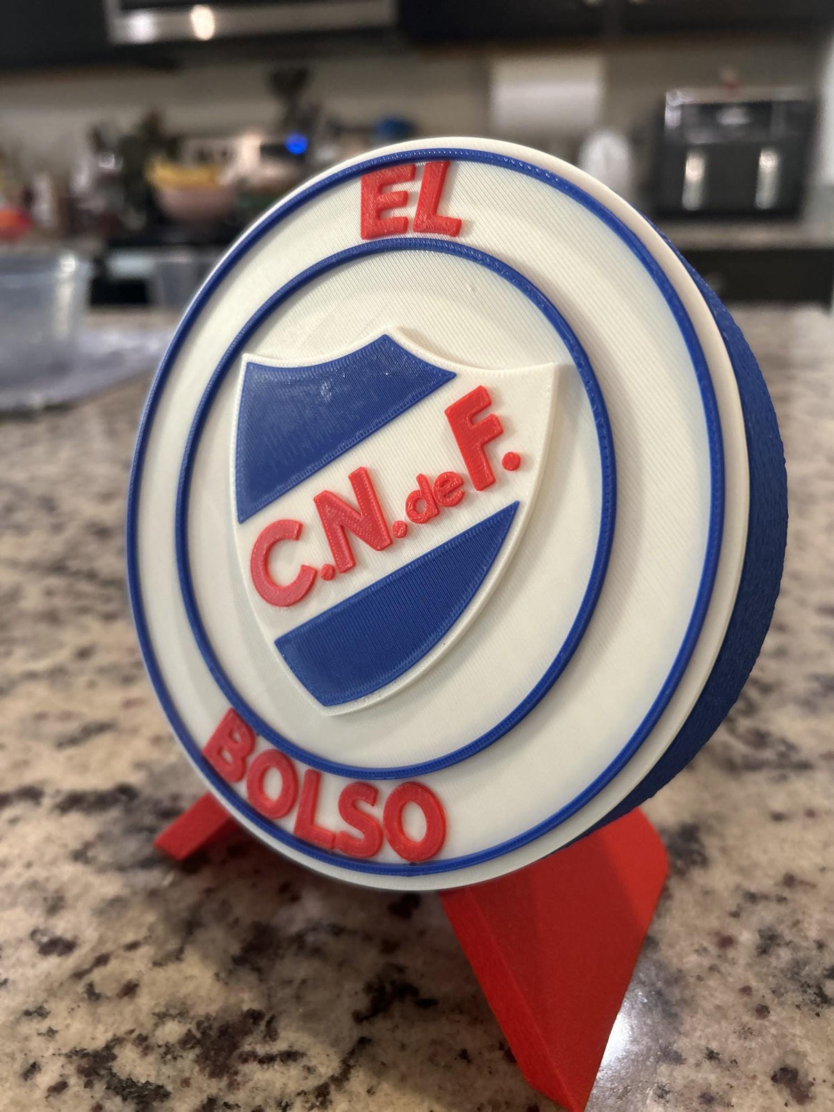 Nacional de Uruguay 3D printed round display medallion with stand and hidden stash boxEl Bolso Uruguay soccer fan gift, made in USA