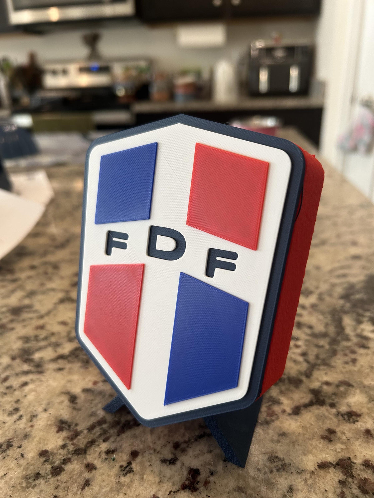 Dominican Republic FDF 3D printed crest display with stand and hidden stash box, Dominican national team soccer fan gift, made in USA
