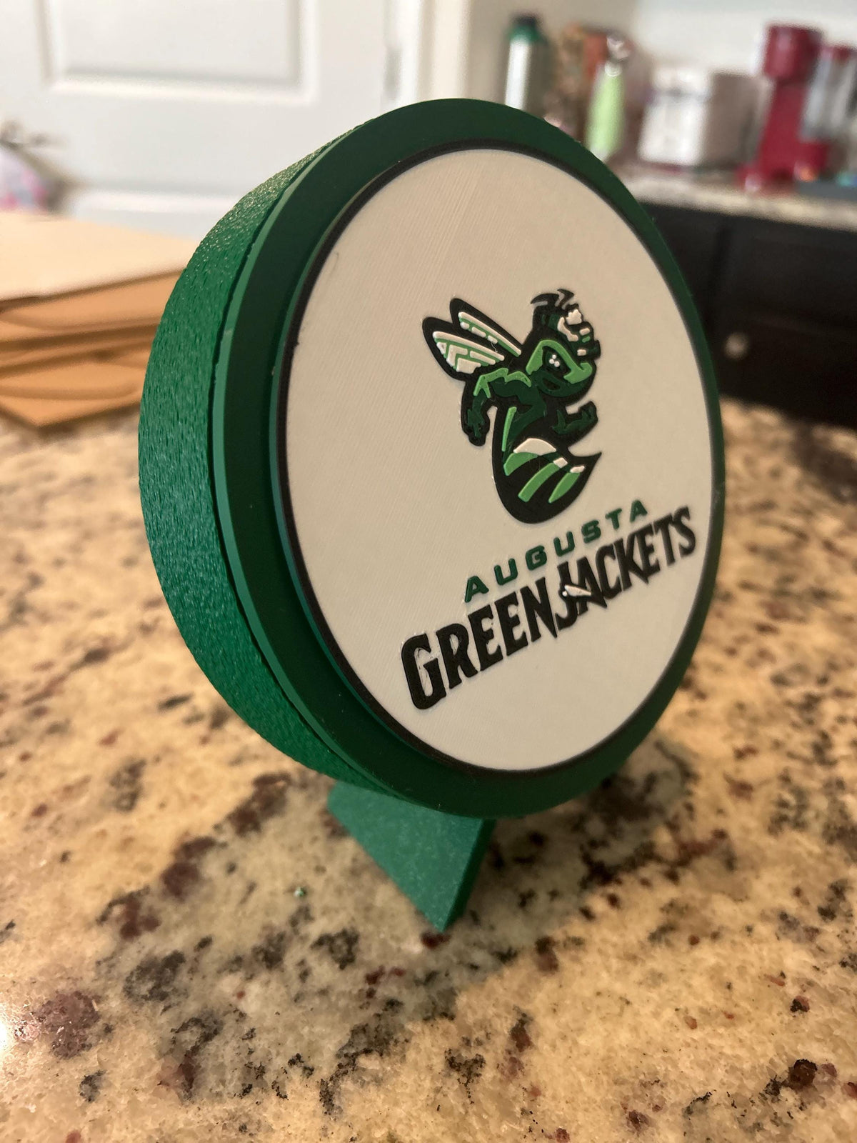 Augusta GreenJackets 3D Printed Crest Display | GreenJackets Baseball Fan Decor & Keepsake Stash Box | Made in USA Gift