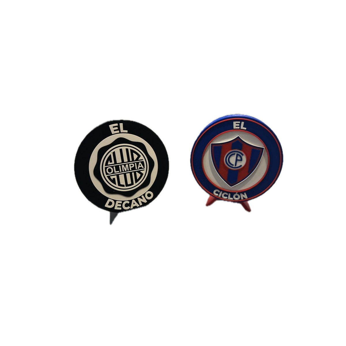 Paraguay Clasico set - Cerro Porteno and Olimpia 3D printed round medallions with stands and hidden stash boxesParaguayan soccer fan gift, made in USA