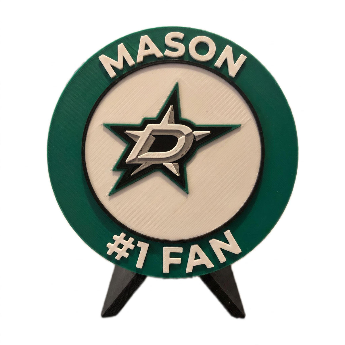 Dallas Stars 3D printed round display medallion with stand and hidden stash boxBig D NHL hockey fan gift, made in USA