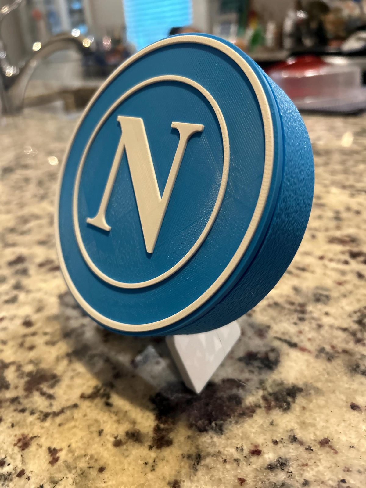 3D Printed SSC Napoli Crest Display | Italian Soccer Fan Keepsake Box (Blue/White)