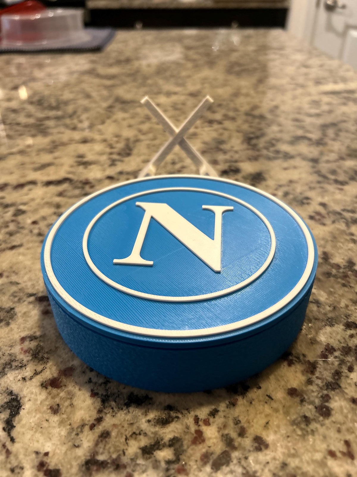3D Printed SSC Napoli Crest Display | Italian Soccer Fan Keepsake Box (Blue/White)