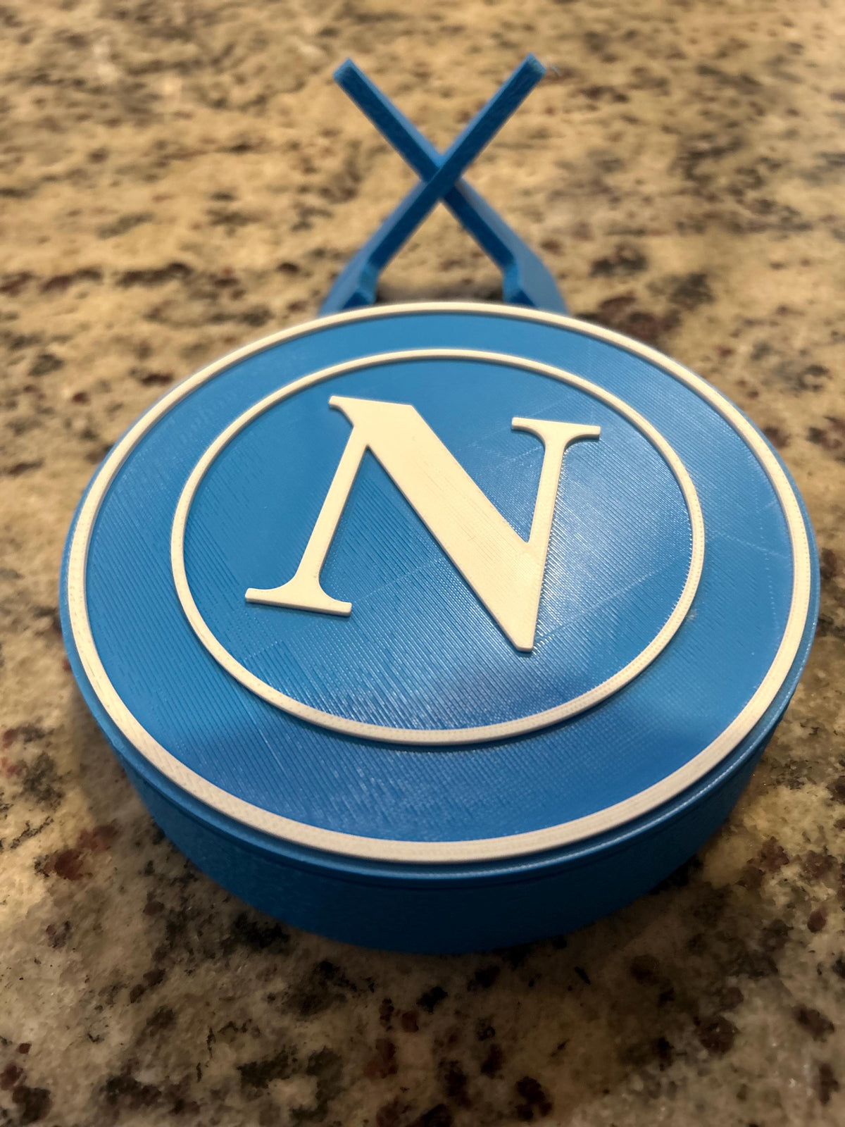 3D Printed SSC Napoli Crest Display | Italian Soccer Fan Keepsake Box (Blue/White)