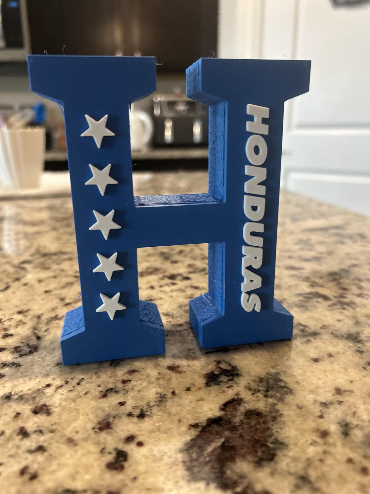 Honduras 3D printed H monogram with 5 stars that opens as a hidden stash boxCatracho national team soccer fan gift, made in USA