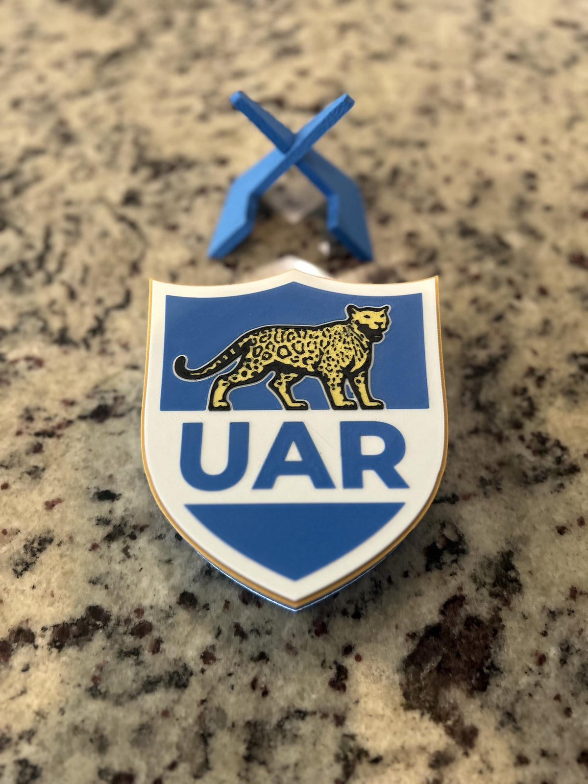 Los Pumas Argentina UAR 3D printed rugby crest display with stand and hidden stash box, made in USA