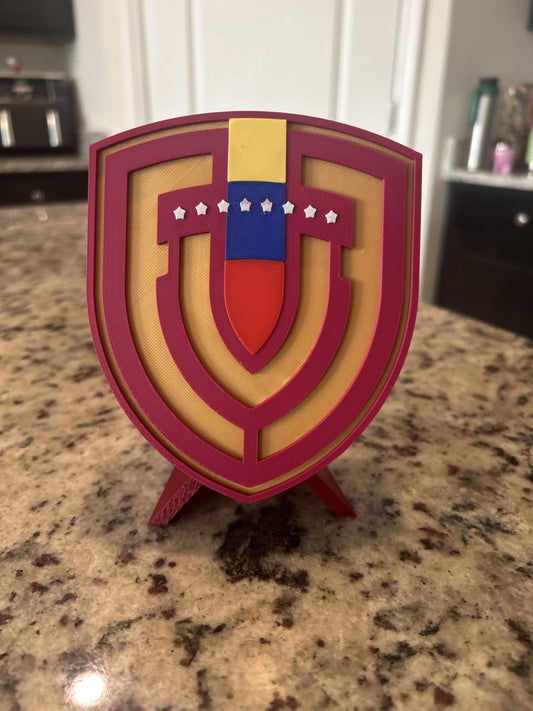 Venezuela La Vinotinto 3D printed crest display with stand and hidden stash boxVenezuelan national team soccer fan gift, made in USA
