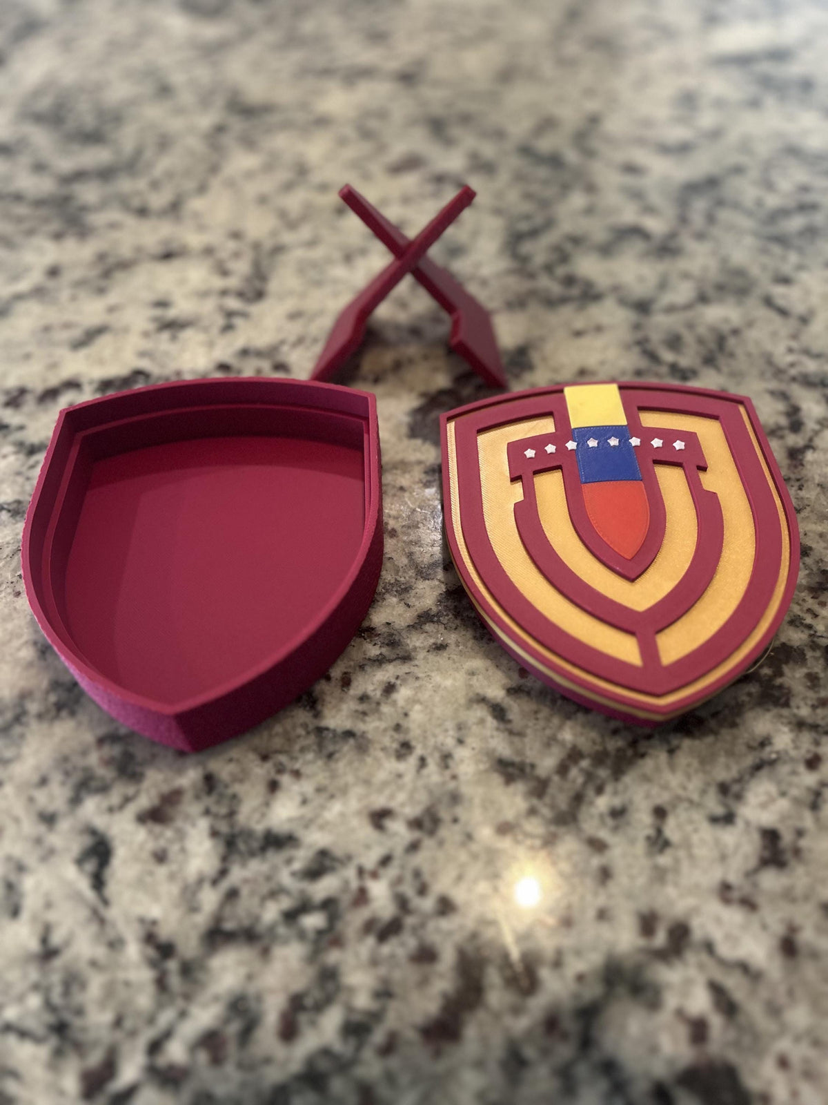 Venezuela La Vinotinto 3D printed crest display with stand and hidden stash boxVenezuelan national team soccer fan gift, made in USA