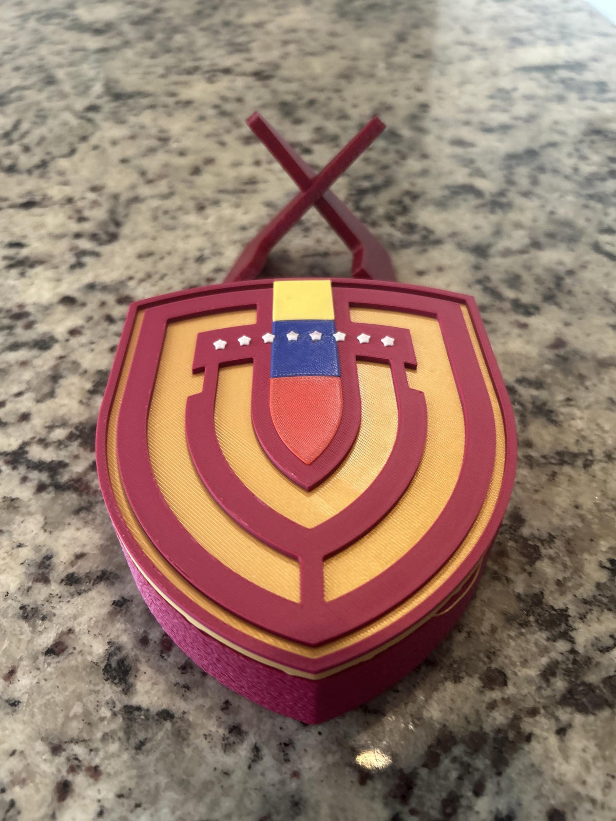 Venezuela La Vinotinto 3D printed crest display with stand and hidden stash boxVenezuelan national team soccer fan gift, made in USA