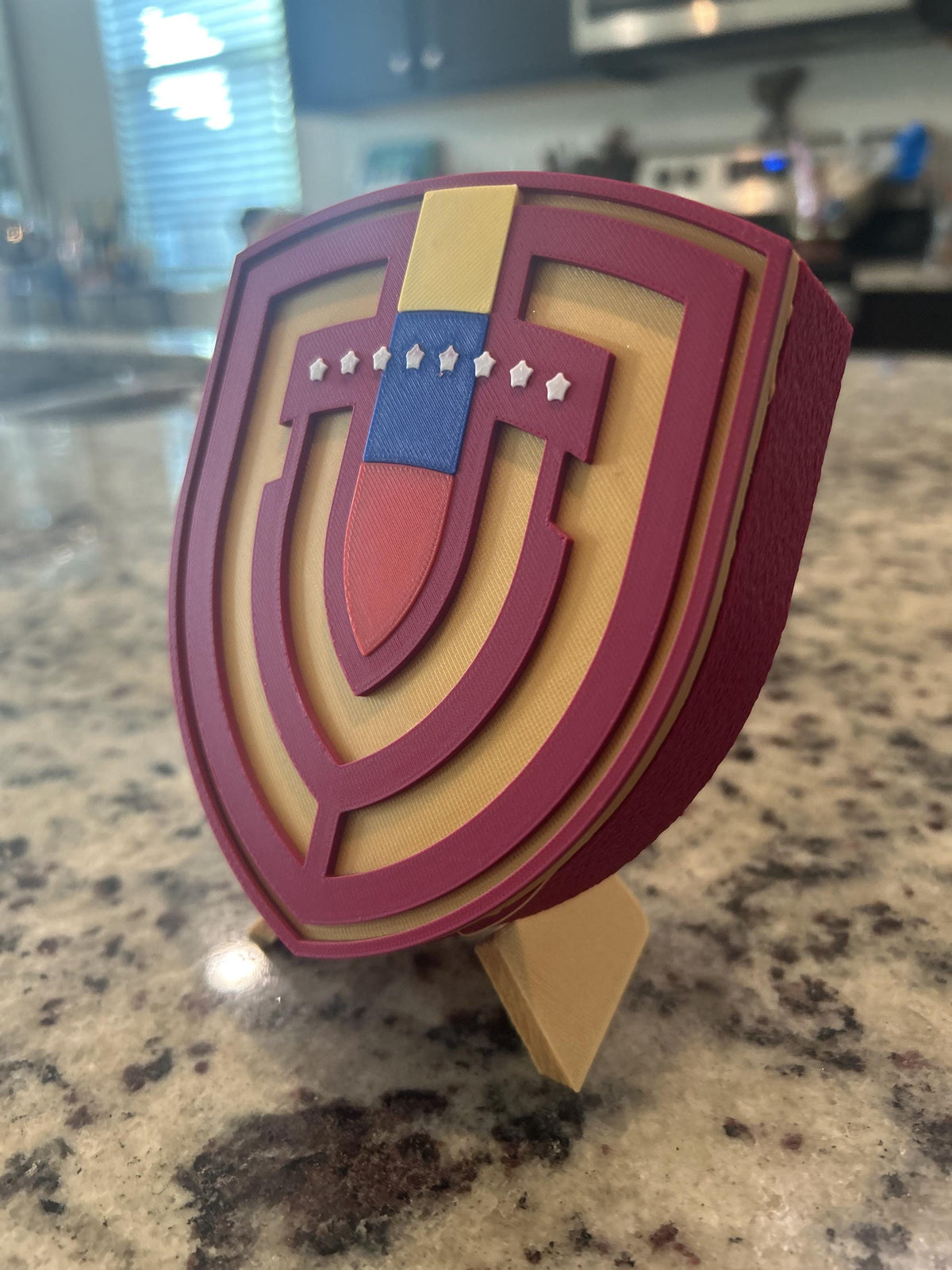 Venezuela La Vinotinto 3D printed crest display with stand and hidden stash boxVenezuelan national team soccer fan gift, made in USA