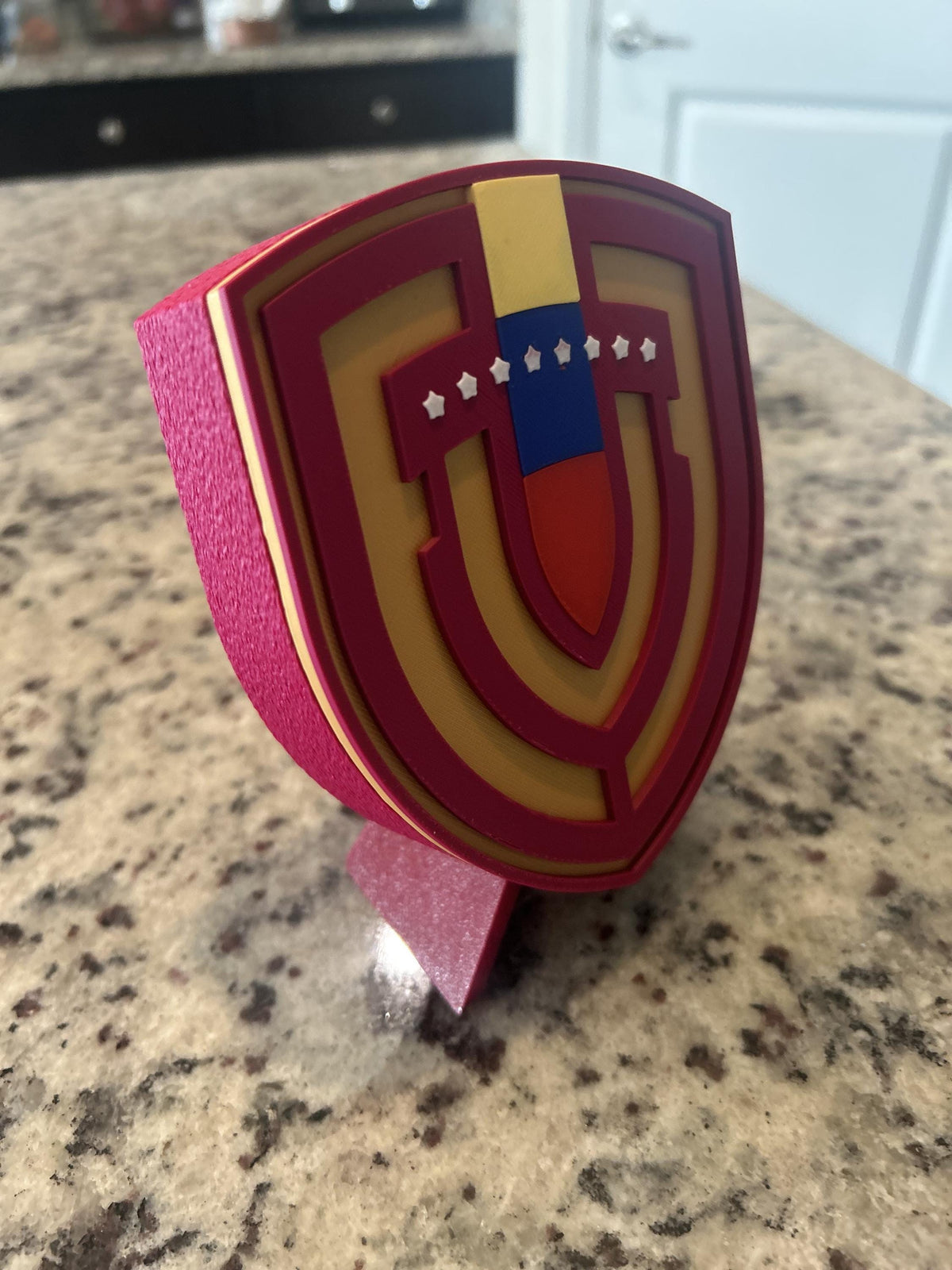 Venezuela La Vinotinto 3D printed crest display with stand and hidden stash boxVenezuelan national team soccer fan gift, made in USA
