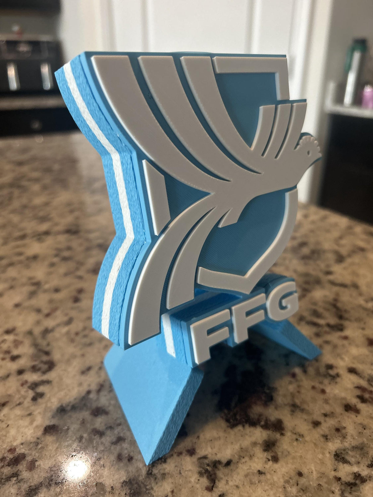 Guatemala Los Chapines FFG 3D printed crest display with stand and hidden stash boxGuatemalan national team soccer fan gift, made in USA